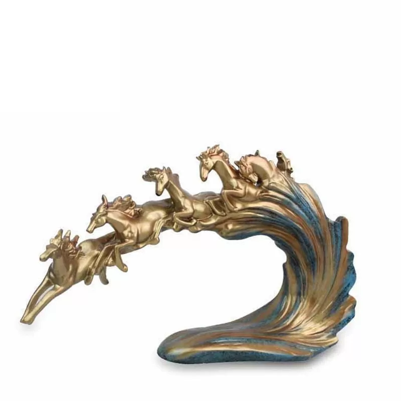 Retro Resin Horse Waves Sculpture Ornament