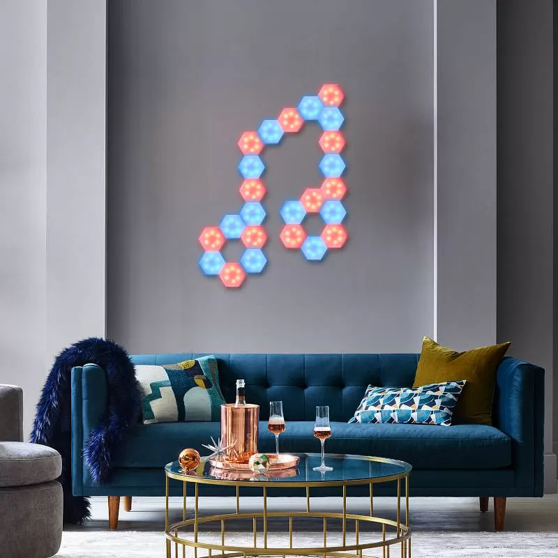 RGB Hexagon Wall Lights with Remote 6 Packs