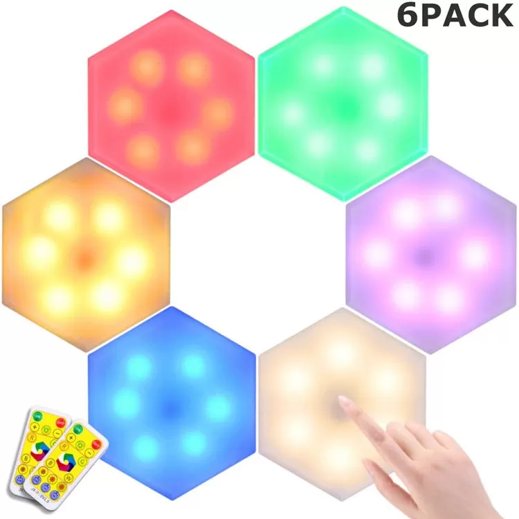 RGB Hexagon Wall Lights with Remote 6 Packs