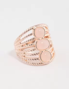 Rose Gold Vertical Triple Stone Ring