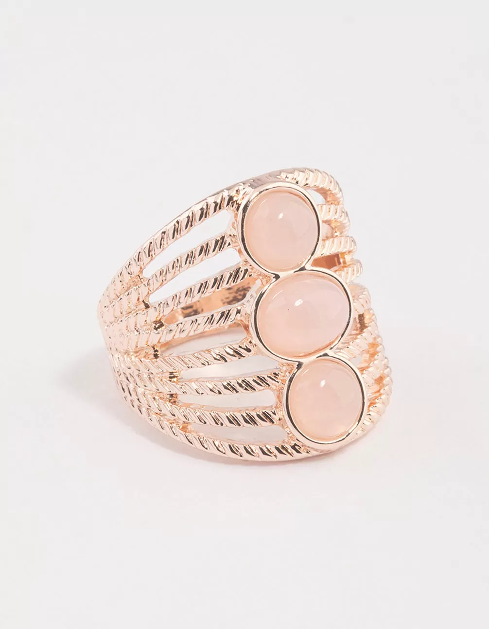 Rose Gold Vertical Triple Stone Ring