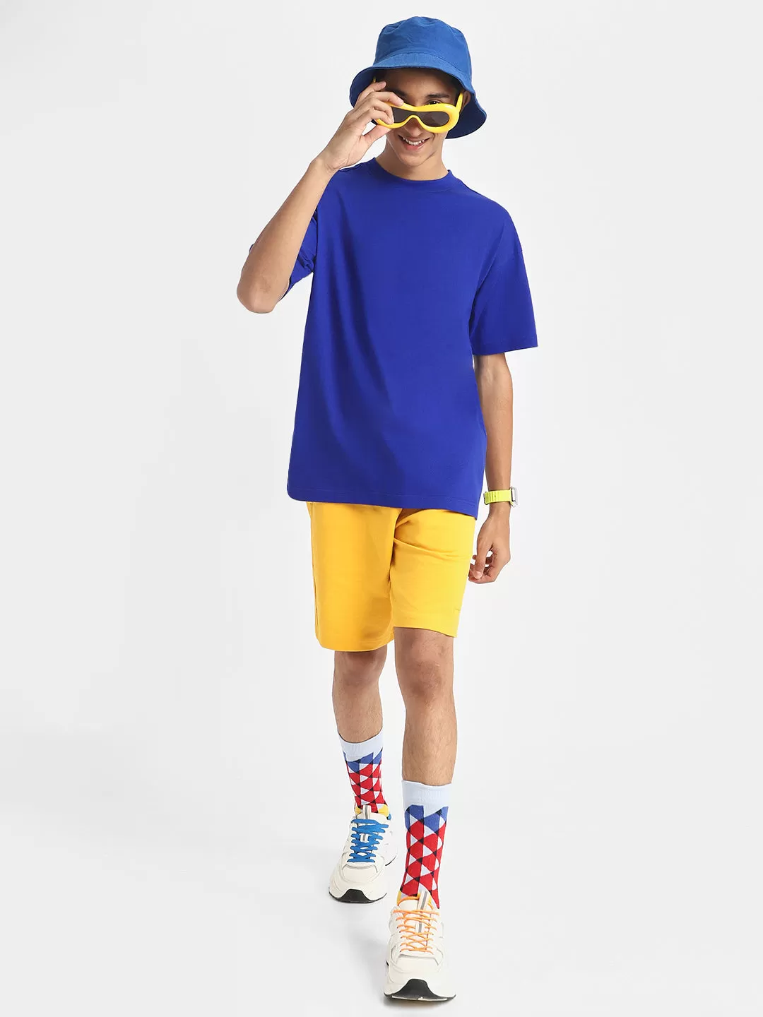 Royal Blue Oversized Solid Boys T-shirt