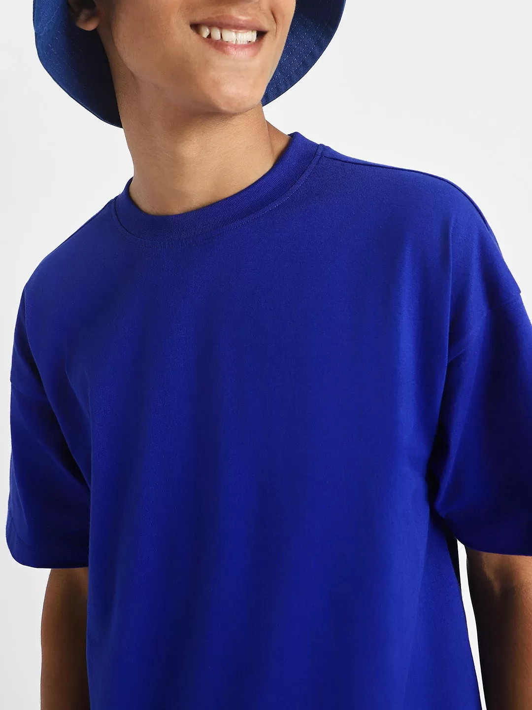 Royal Blue Oversized Solid Boys T-shirt