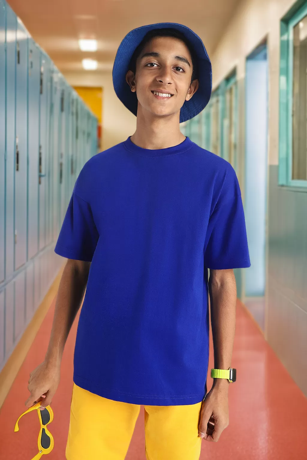 Royal Blue Oversized Solid Boys T-shirt