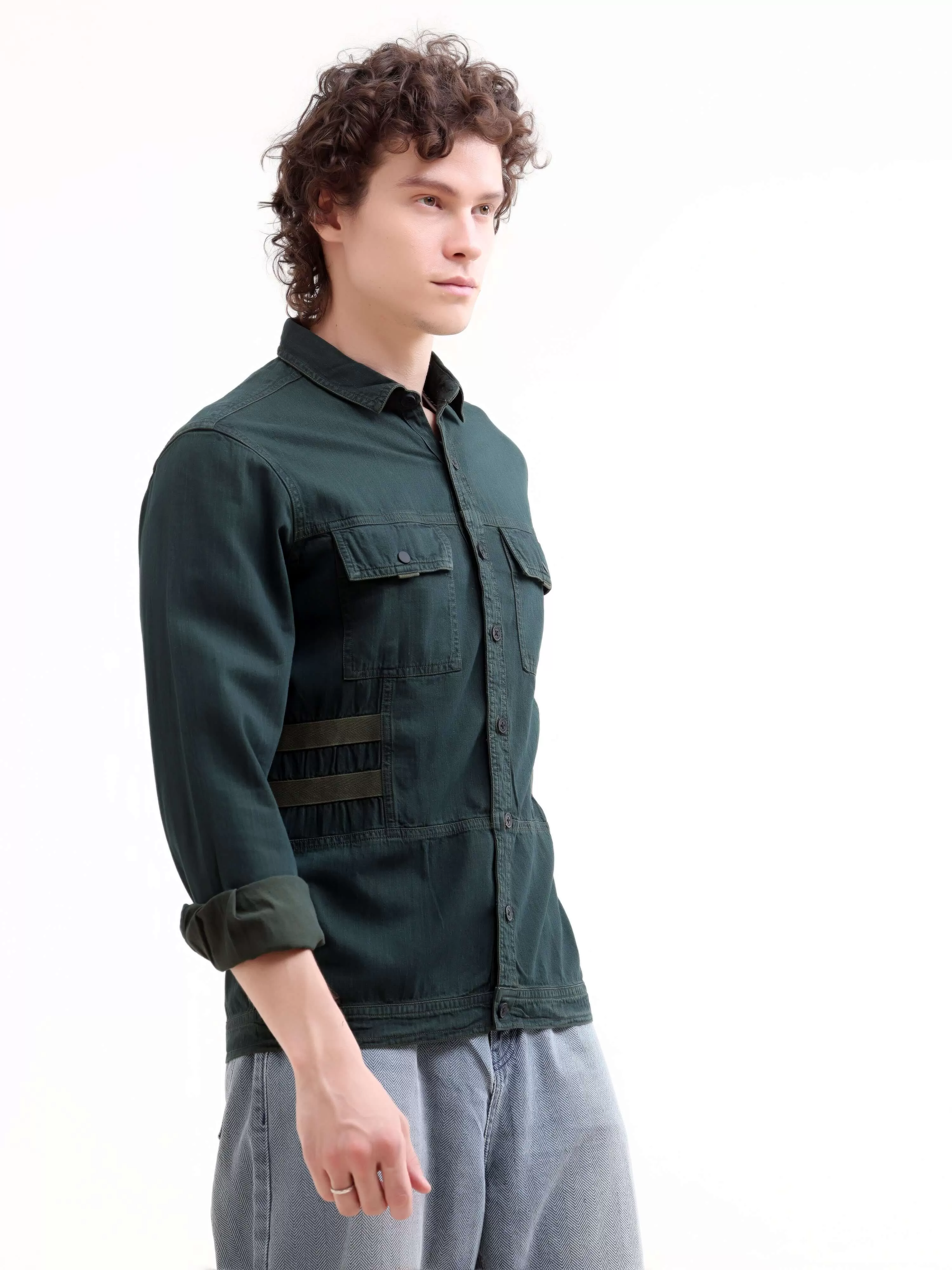 Rubans green denim overshirt