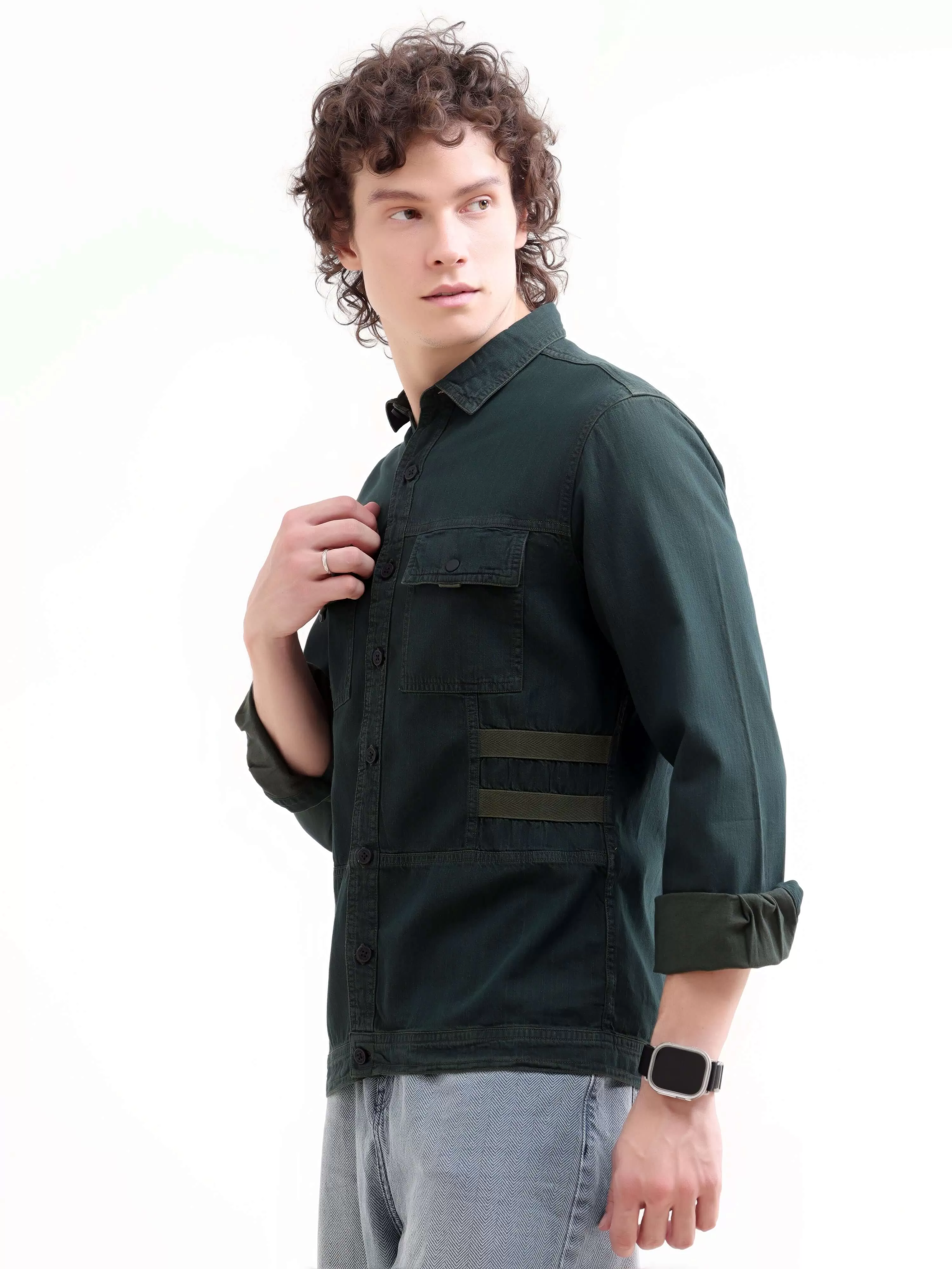 Rubans green denim overshirt