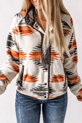 Rustic Charm: Snap Buttoned Fleece Jacket