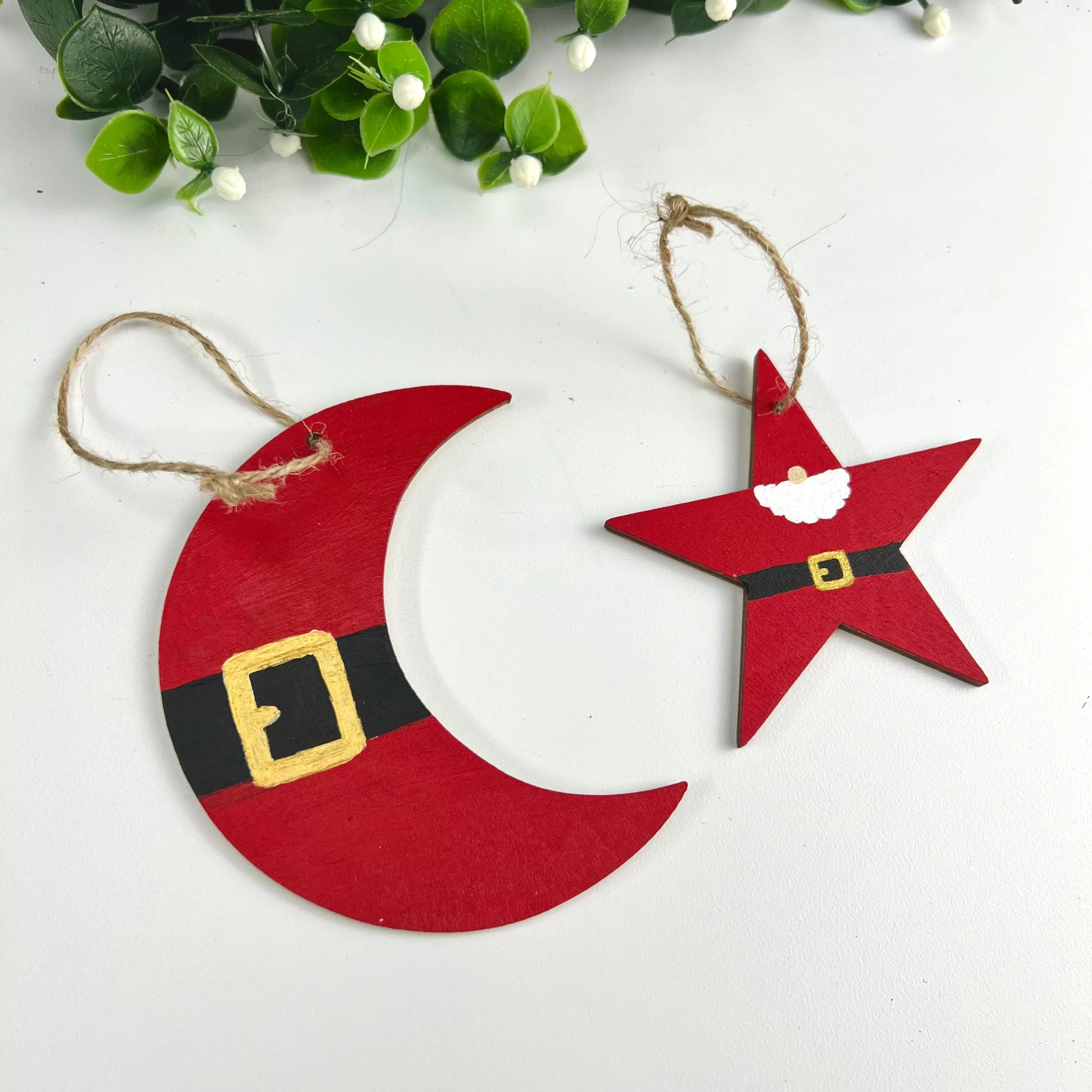 Santa Moon & Star Ornament Set