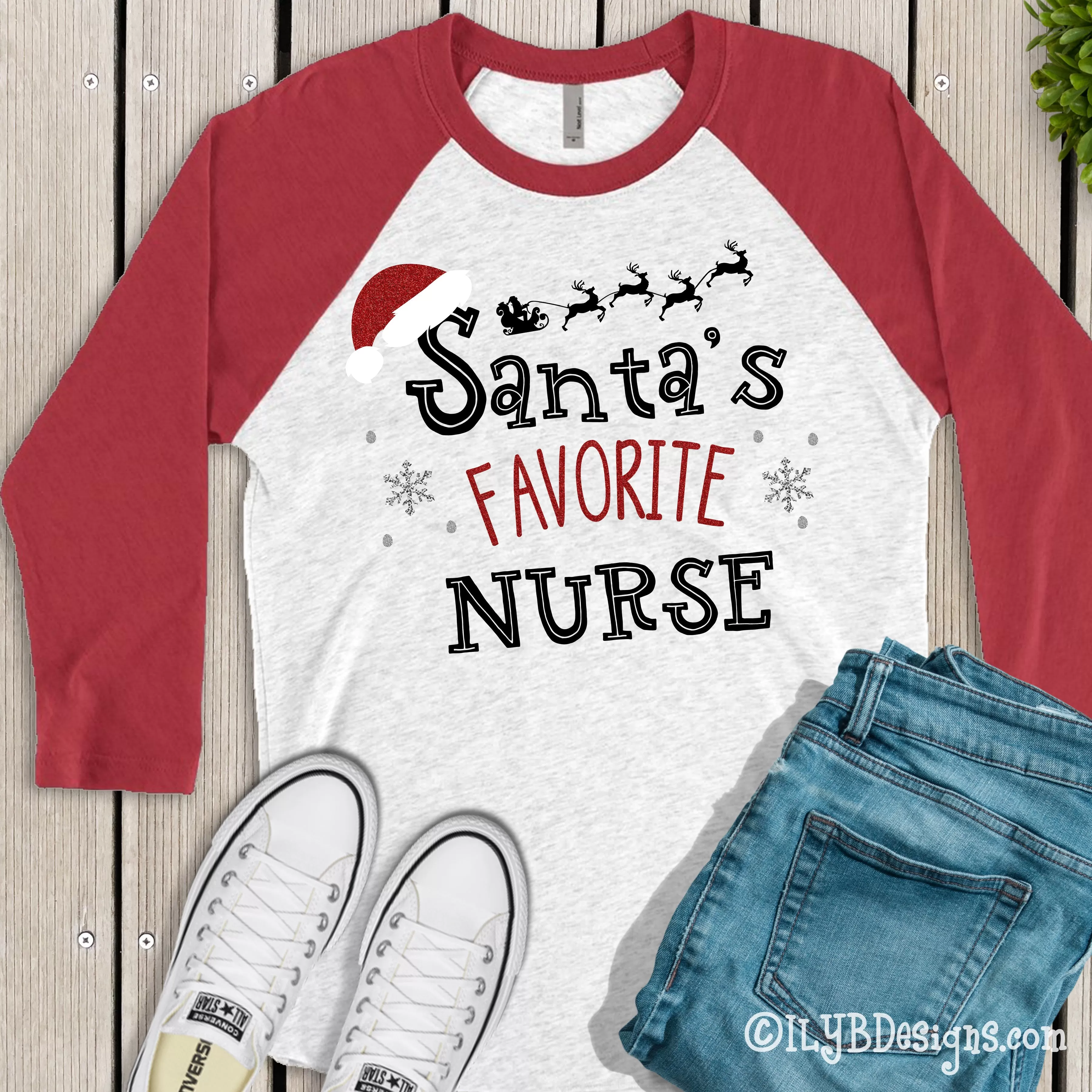 Santa's Favorite Christmas Shirt - Christmas Santa Shirt - Christmas Baseball Raglan Shirt