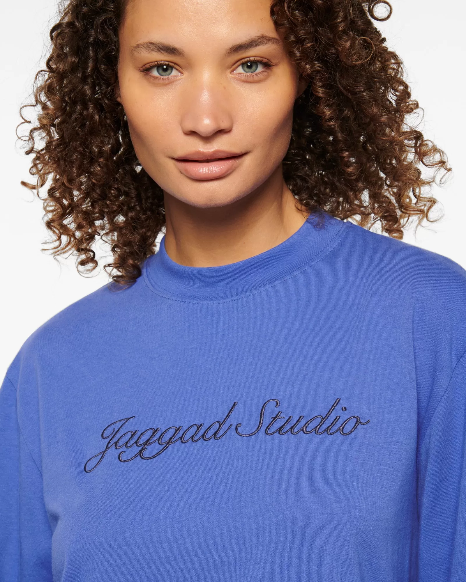 SCRIPT OVERSIZED LONG SLEEVE TEE BLUE