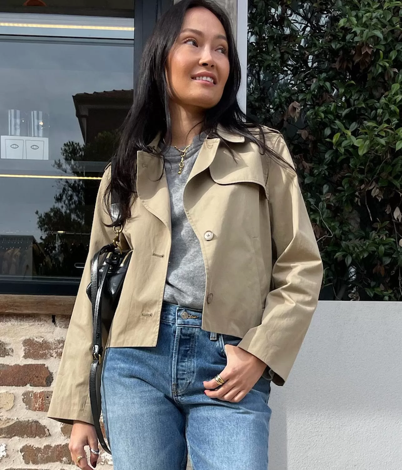 SHORT TRENCH JACKET- KHAKI