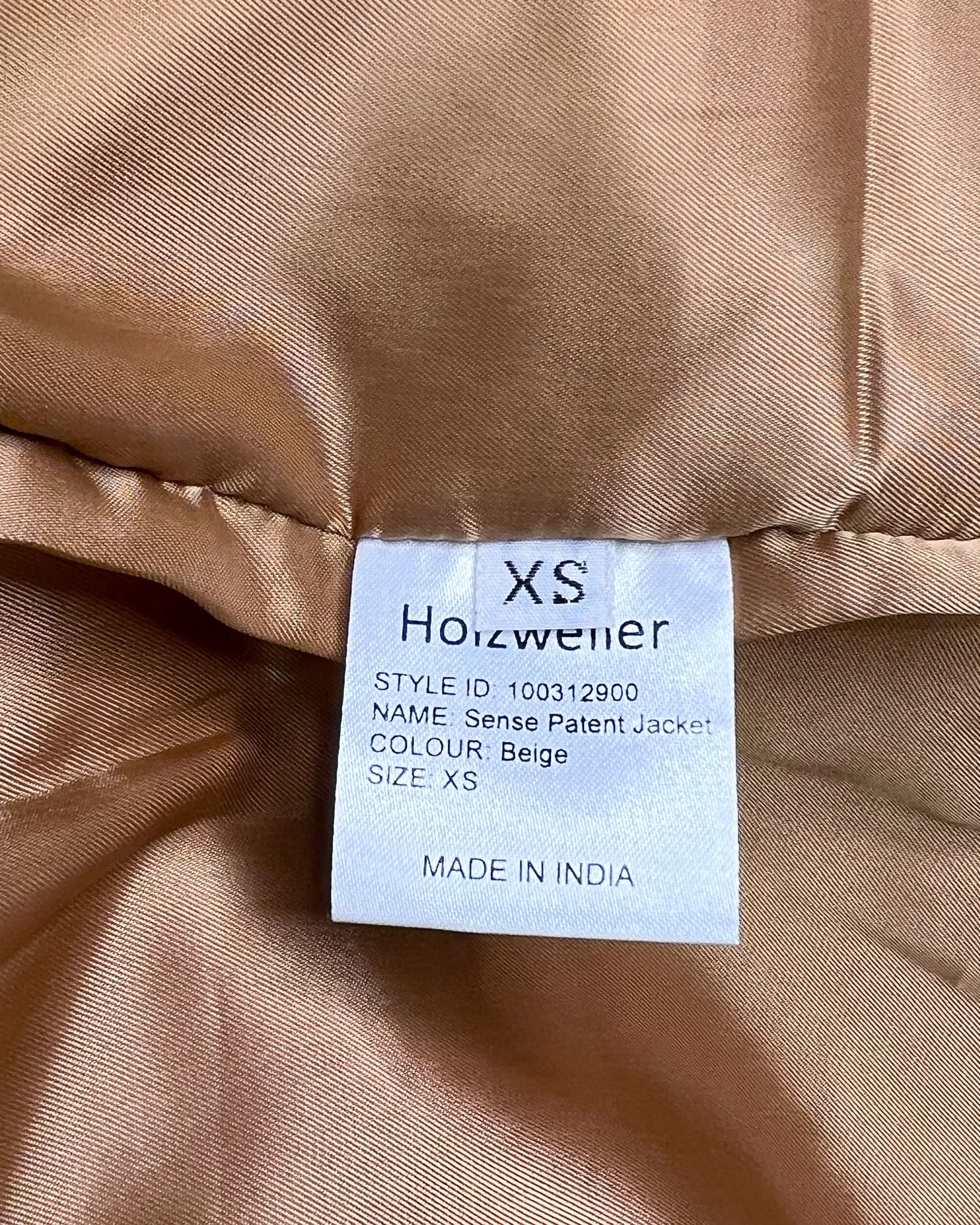 Size XS - Holzweiler Beige Sense Patent Coat