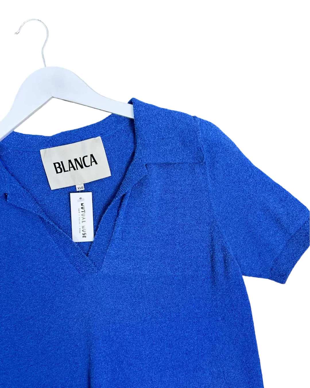 Size XS/S - Blanca Blue Boucle Polo Top