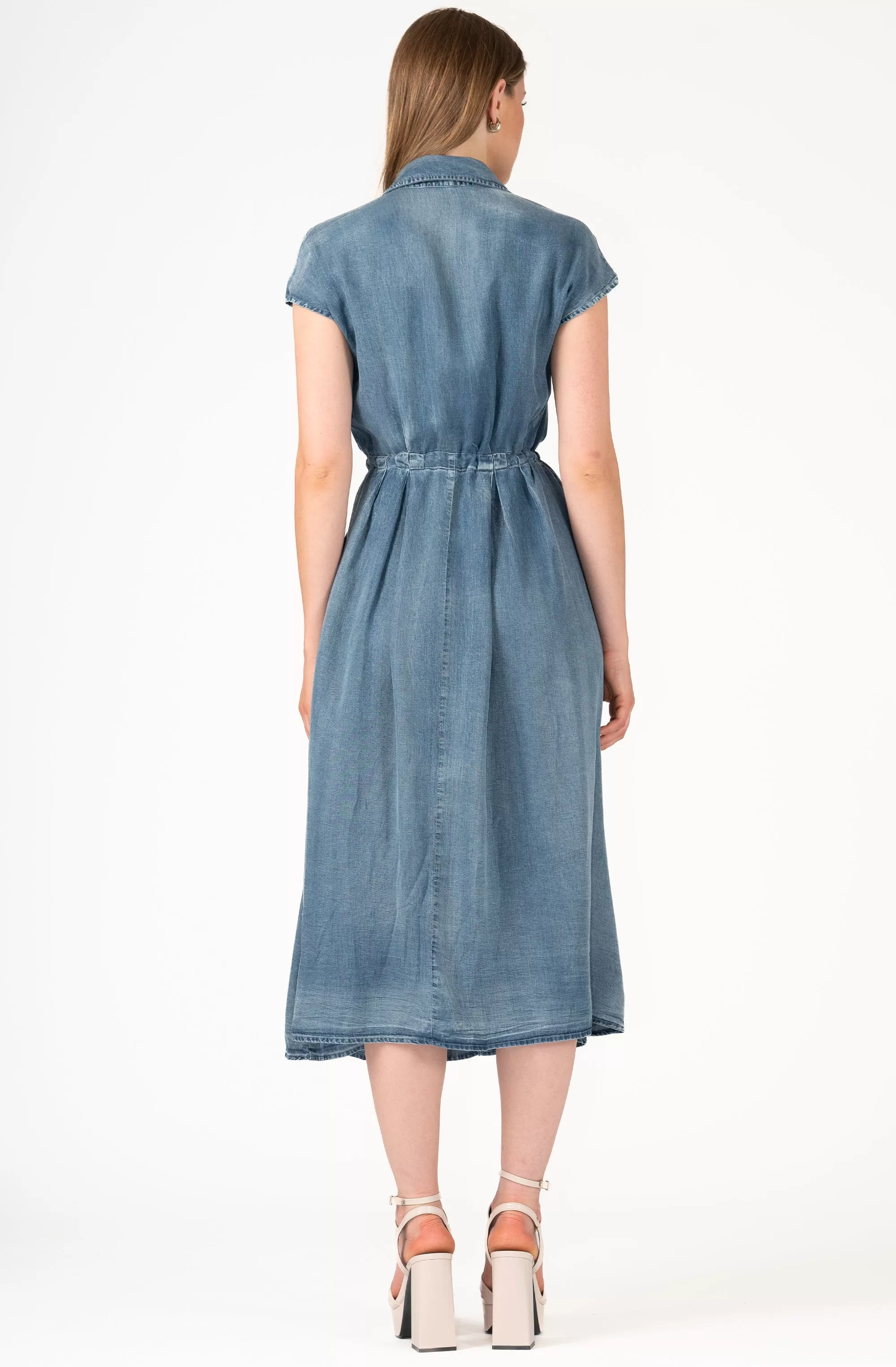 Sleeveless Denim Dress with Drawstring belt