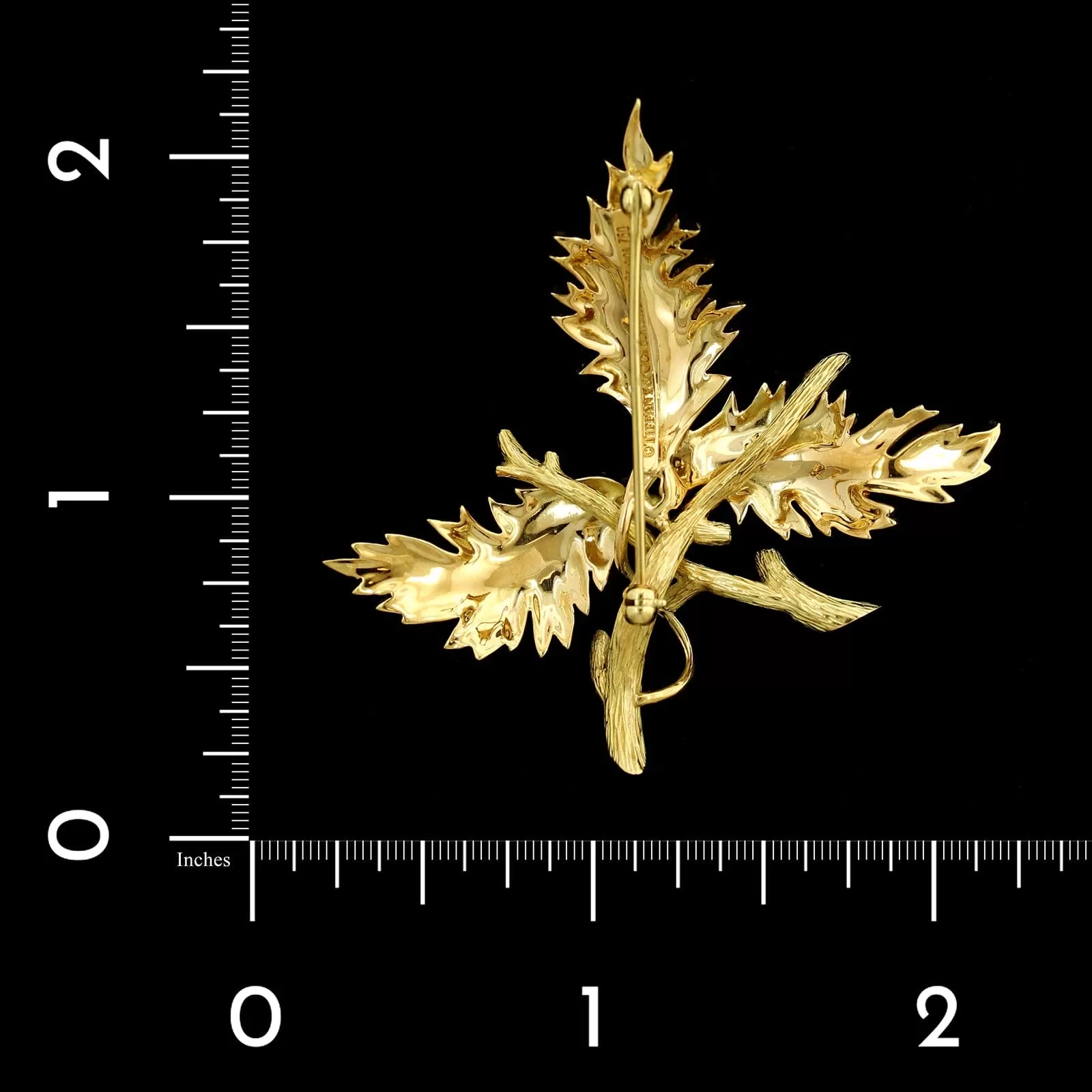 Tiffany & Co. 18K Yellow Gold Estate Schlumberger Three Leaf Pin