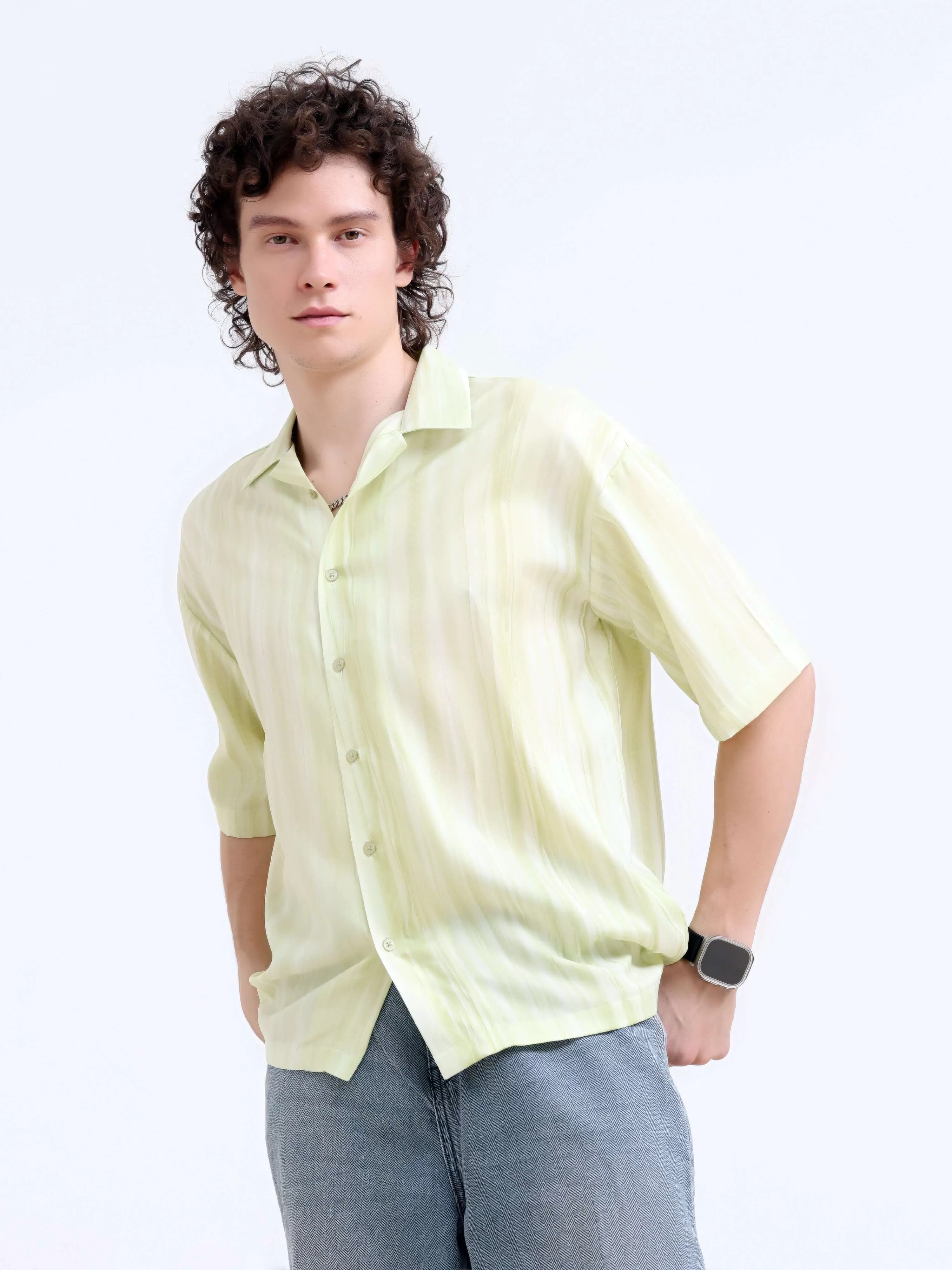 Tonal pastel lemon lightweight oversized shirt