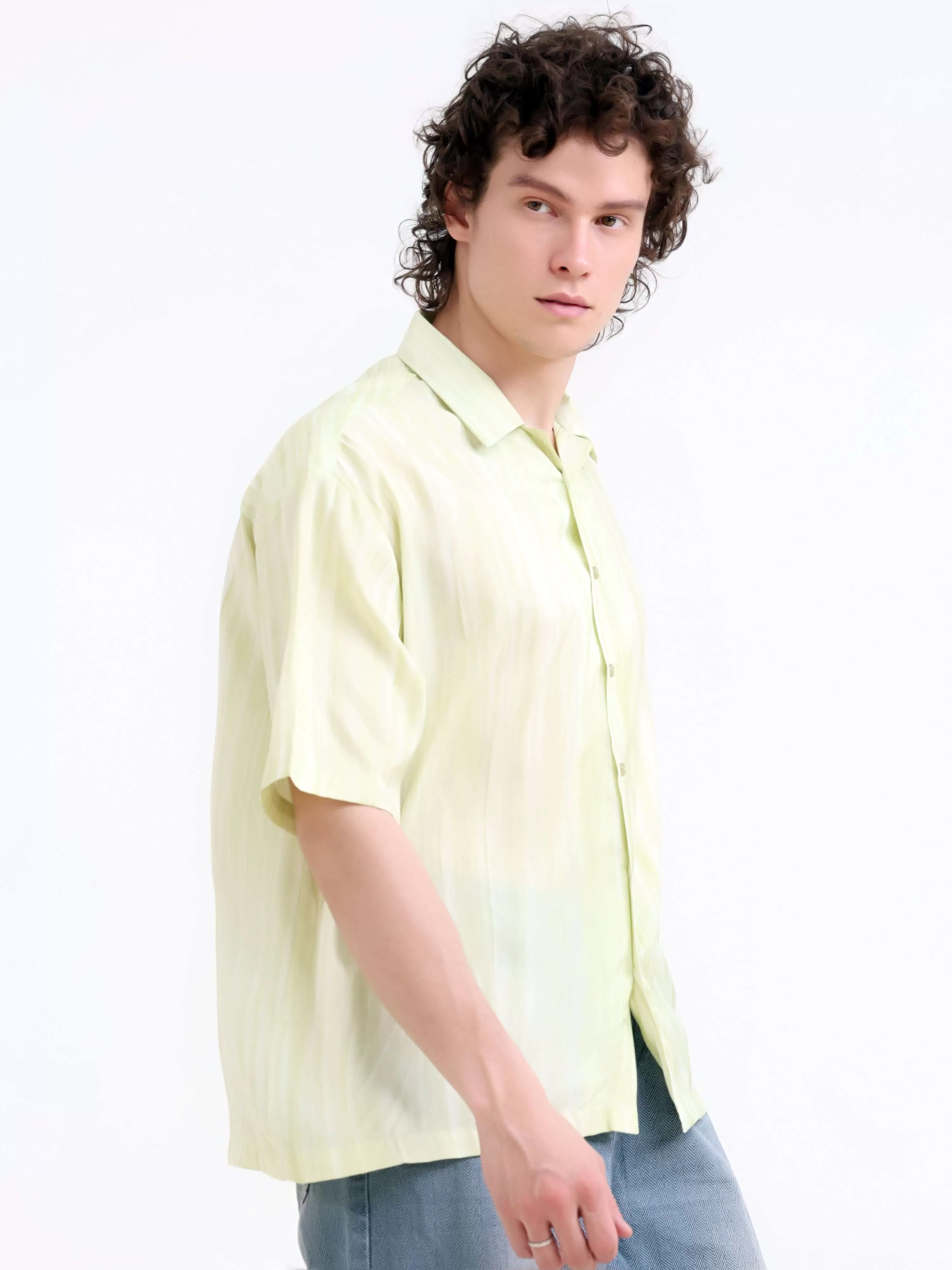 Tonal pastel lemon lightweight oversized shirt