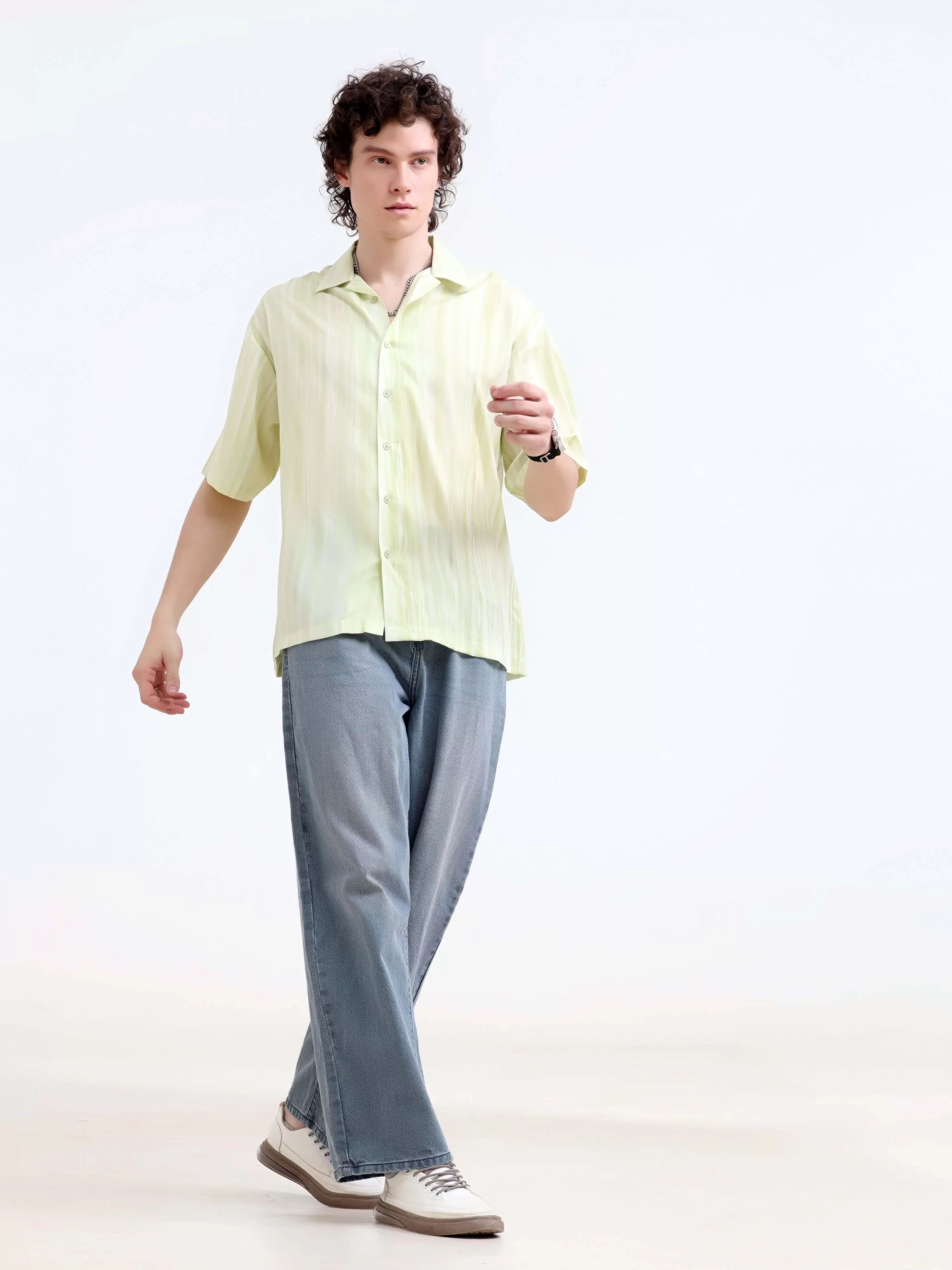 Tonal pastel lemon lightweight oversized shirt