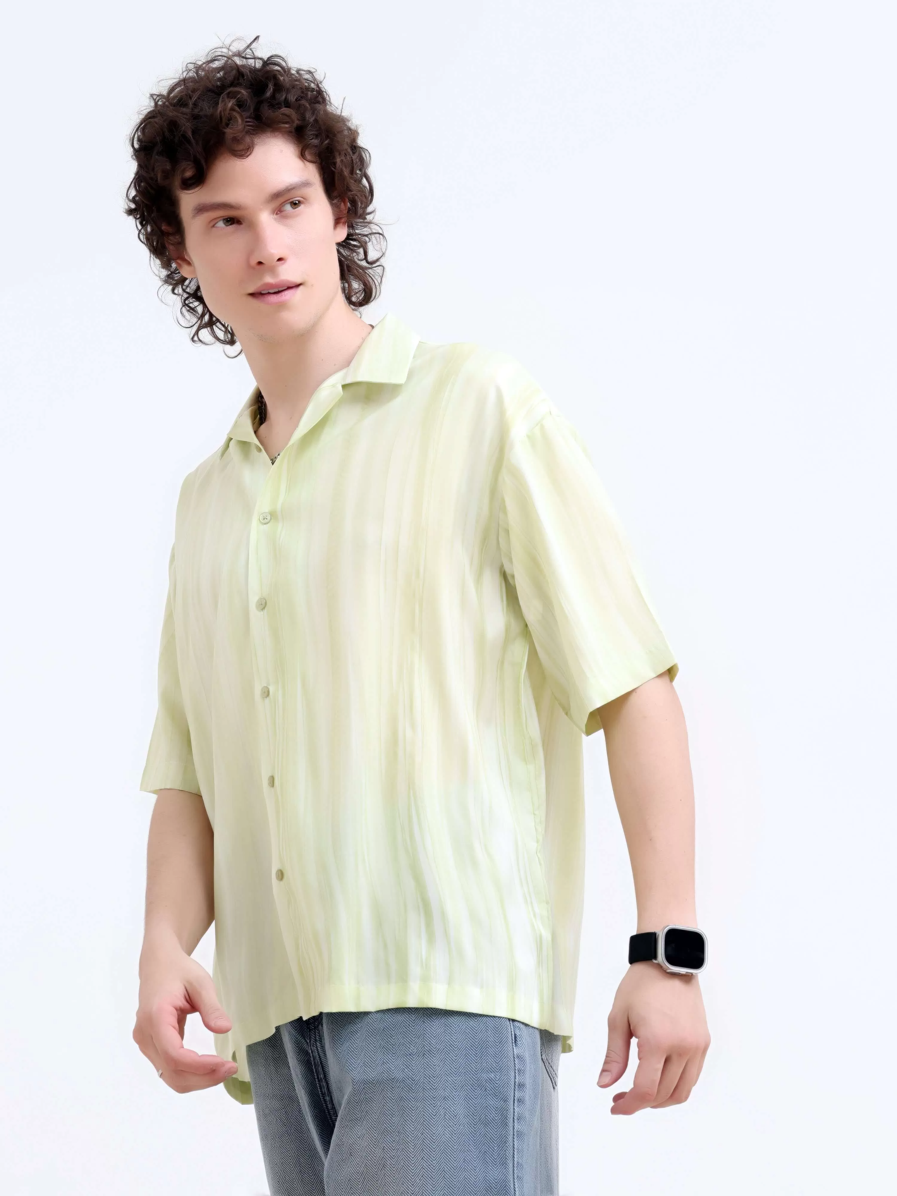 Tonal pastel lemon lightweight oversized shirt