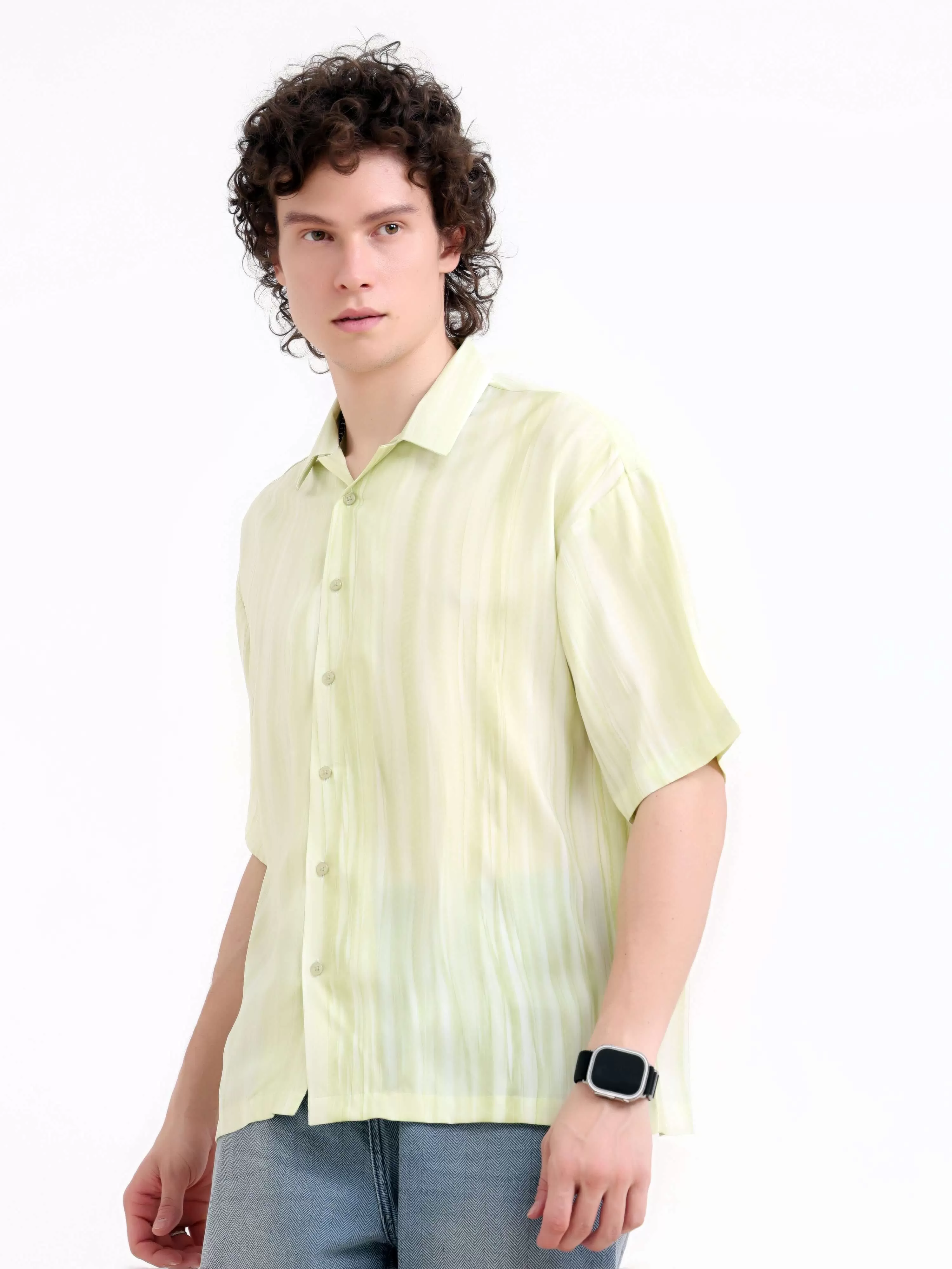 Tonal pastel lemon lightweight oversized shirt