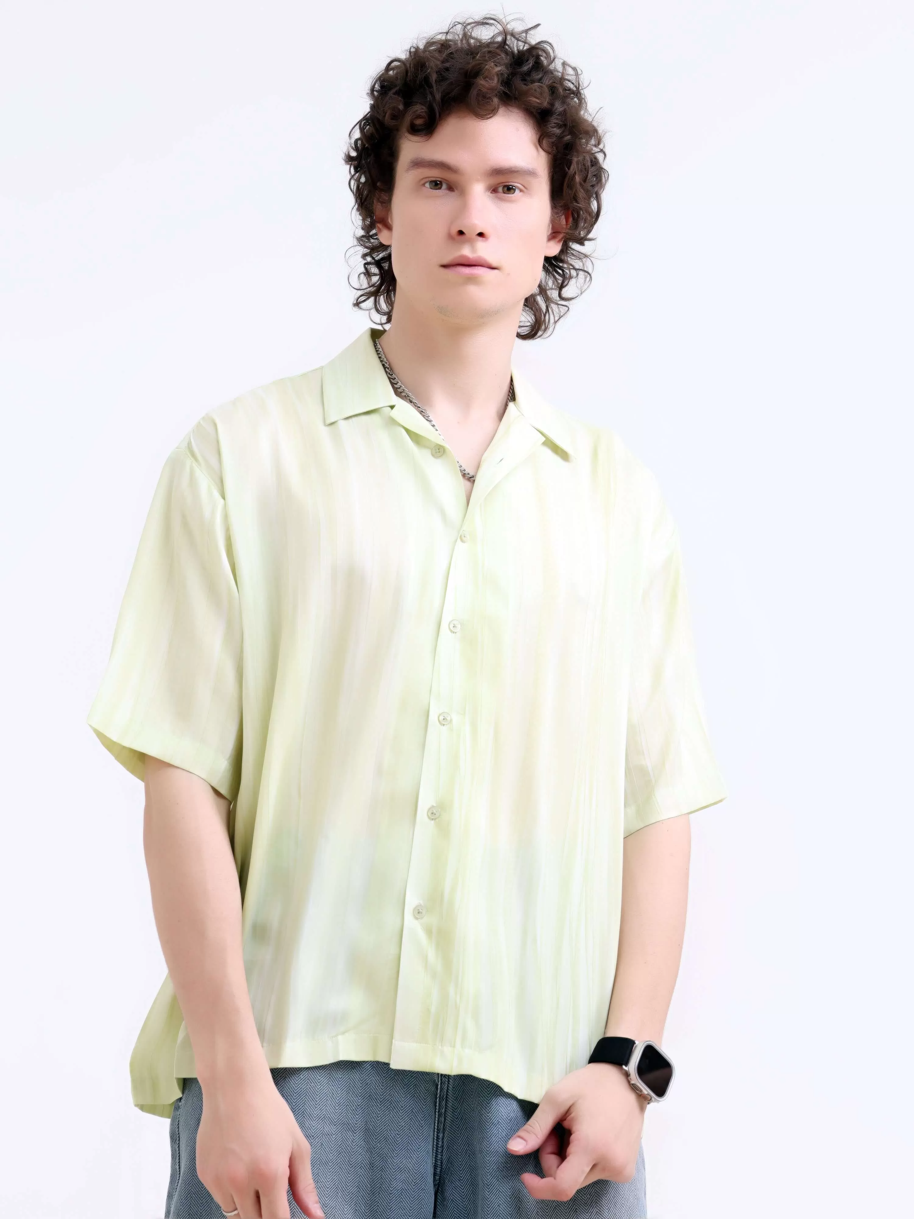 Tonal pastel lemon lightweight oversized shirt