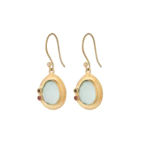 Vama | Cecelia Earrings | Metal-Sterling Silver | Stone-Aqua Chalcedony | Finish-Matt