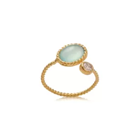 Vama | Stella Ring | Metal-Sterling Silver | Stone-Aqua Chalcedony | Finish-Shiny