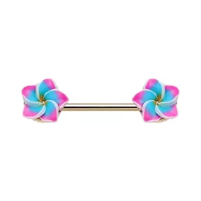 WILDKLASS Tropical Plumeria Flower Nipple Barbell Ring