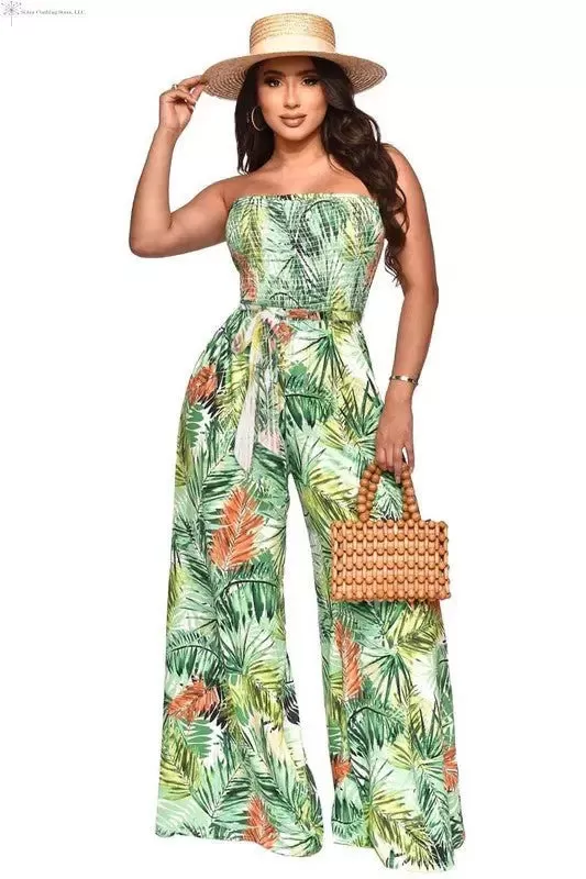 Women's Floral Jumpsuit Wide Leg