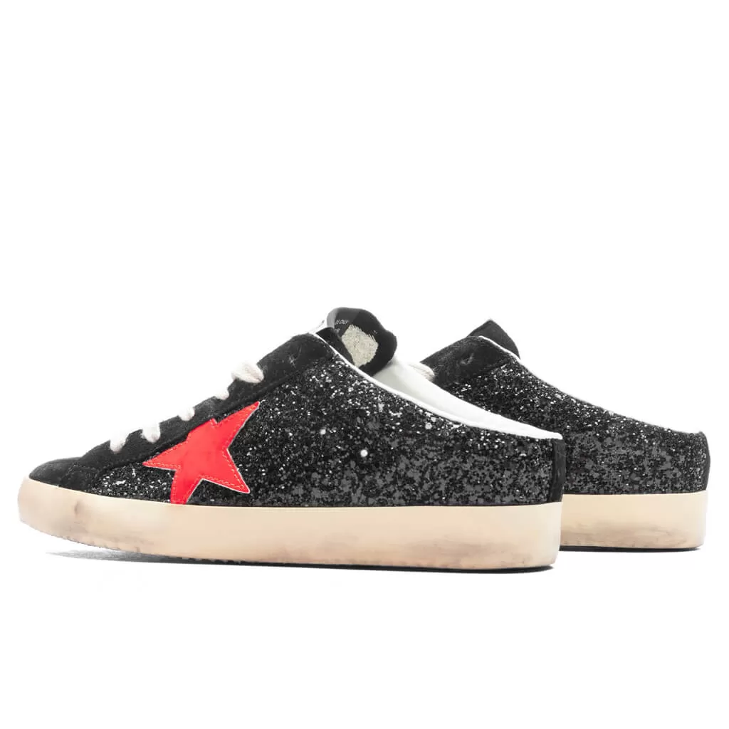 Women's Sneakers Leather Sabot Super Star - Black/Coral Red