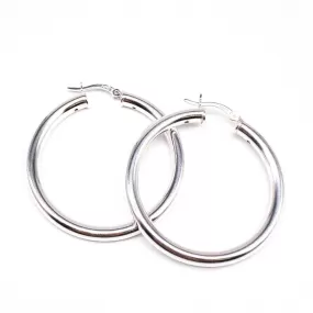 X Large Silver Bold Hoops